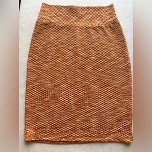 Orange Textured Pencil Skirt